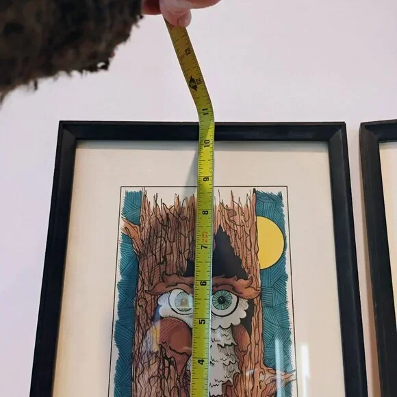 Vtg Set of 2 Whimsical Owl Art Prints Artisan Signed Michaux HIP 1976 - Picture 7 of 10